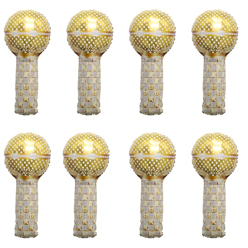 Goldene Mikrofonballons aus Folie, 81,3 cm, 81,3 cm, für Geburtstag, 90er-, 80er-Jahre-Motto-Party, Luftballons für Musik-Konzerte, Mottopartys, Rollenspiele, 81,3 cm, 8 Stück Goldene Mikrofonballons aus Folie, 81,3 cm, 81,3 cm, für Geburtstag, 90er-, 80er-Jahre-Motto-Party, Luftballons für Musik-Konzerte, Mottopartys, Rollenspiele, 81,3 cm, 8 Stück von Finypa