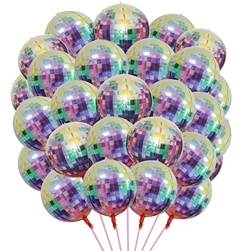 Große mehrfarbige Discokugel-Luftballons 32 Stück, 4D-Disco-Luftballons 90er Jahre Party-Dekorationen, Disco,70er, 80er Jahre Party-Dekorationen, Happy New Year Ballon Welcoome 2023 Party-Dekorationen von Finypa