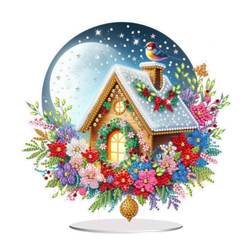 Fiorky DIY-Diamant-Desktop-Ornament Weihnachten, speziell geformtes Weihnachtshaus-DIY-Ornament-Set, 5D-DIY-Diamant-Kunst-Tischdekoration für Erwachsene, Anfänger, Heimbüro-Dekor, Basteln Fiorky DIY-Diamant-Desktop-Ornament Weihnachten, speziell geformtes Weihnachtshaus-DIY-Ornament-Set, 5D-DIY-Diamant-Kunst-Tischdekoration für Erwachsene, Anfänger, Heimbüro-Dekor, Basteln von Fiorky