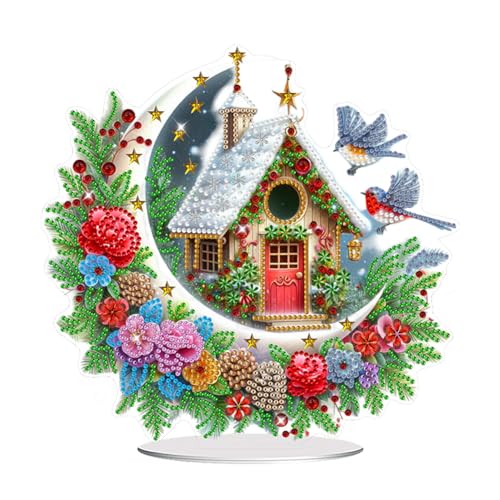 Fiorky DIY-Diamant-Desktop-Ornament Weihnachten, speziell geformtes Weihnachtshaus-DIY-Ornament-Set, 5D-DIY-Diamant-Kunst-Tischdekoration für Erwachsene, Anfänger, Heimbüro-Dekor, Basteln Fiorky DIY-Diamant-Desktop-Ornament Weihnachten, speziell geformtes Weihnachtshaus-DIY-Ornament-Set, 5D-DIY-Diamant-Kunst-Tischdekoration für Erwachsene, Anfänger, Heimbüro-Dekor, Basteln von Fiorky