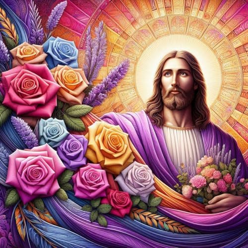 Fiorky by Numbers Kits, 5d Full Round Drill Jesus Kit Kunst und Kunsthandwerk for Hausdekoration 40x40cm von Fiorky