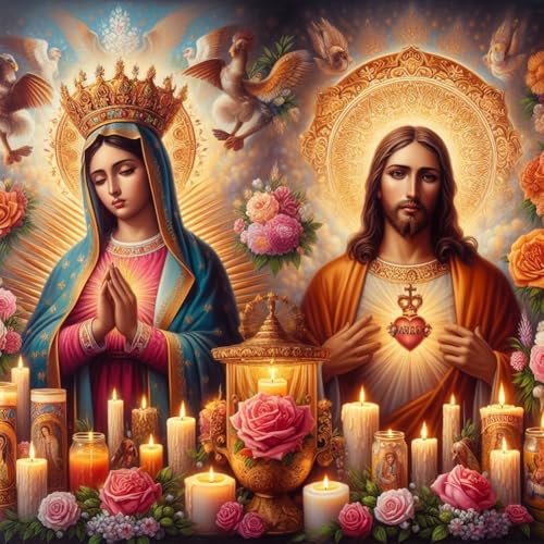 Fiorky Diamond Painting by Numbers Kits, 5d Full Round Drill Diamond Painting Jesus Kit Kunst und Kunsthandwerk for Hausdekoration 40x40cm von Fiorky