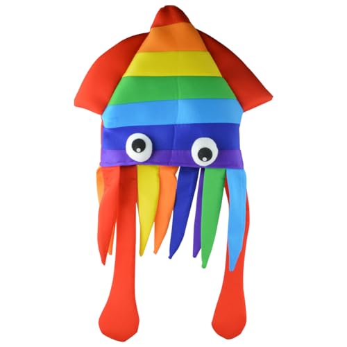 Fiorky Gruselige Halloween-Kopfbedeckung, mehrfarbig, Regenbogen-Oktopus, Unisex for Kinder und Erwachsene, Performance, Cosplay (Pilz) von Fiorky