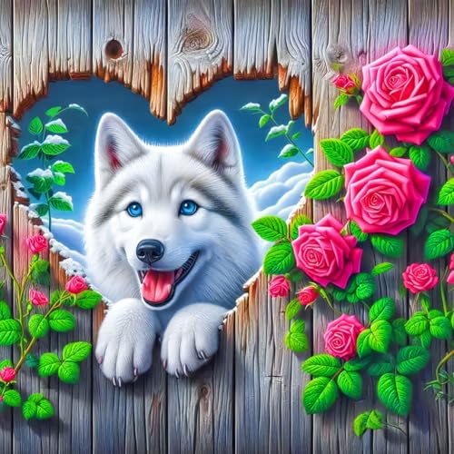 Fiorky Personalized Diamond Painting, 5d Full Round Drill Diamond Malerei Hunde Kit Kunsthandwerk, DIY Full Drill Geschenke for Wohnkultur 30x30 cm von Fiorky