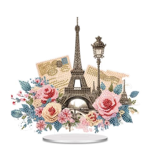 Fiorky Table Top Diamond Malerei Ornament Kits Acryl Special Form Blume Diamant Malmalerei Desktop -Ornamente Kit 5d Diy Diamond Art Tabletop Dekorationen for Home Office Desktop Dekor von Fiorky