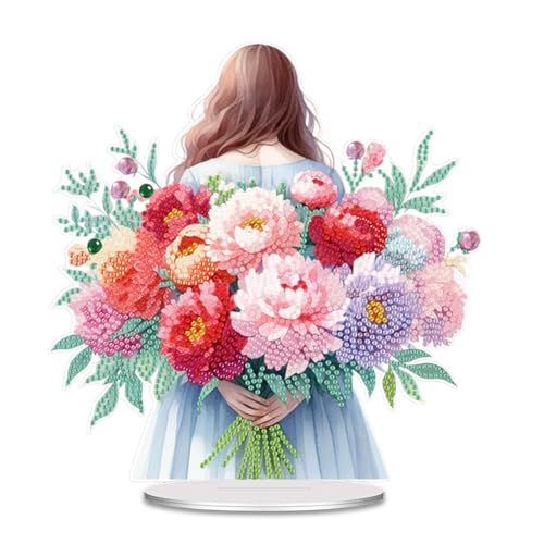 Fiorky Table Top Diamond Malerei Ornament Kits Acryl Special Form Blume Diamant Malmalerei Desktop -Ornamente Kit 5d Diy Diamond Art Tabletop Dekorationen for Home Office Desktop Dekor von Fiorky