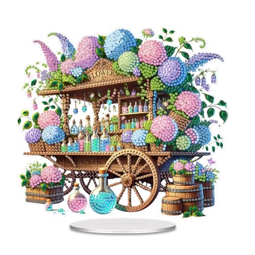 Fiorky Table Top Diamond Malerei Ornament Kits Acryl Special Form Blume Diamant Malmalerei Desktop -Ornamente Kit 5d Diy Diamond Art Tabletop Dekorationen for Home Office Desktop Dekor von Fiorky