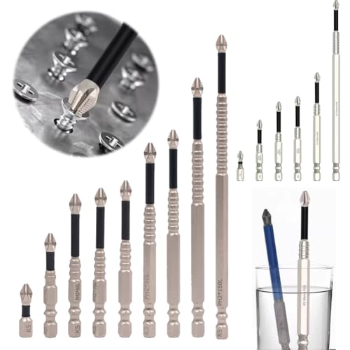 Hochmagnetischer Schraubendreher -Bohrbit Set Anti Slip Cross -Form -Bohrkopf (9pcs) von Fiorky