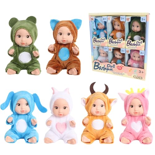 Fiotha Mini Babypuppe, 6 Stück Mini Reborn Puppen, New Born Baby Puppe, Mini Baby Puppen, Babypuppe, Mini Puppen mit Kleidung, Mini Baby Puppe, Geschenk für Mädchen, Kleinkinder und Kinder Fiotha Mini Babypuppe, 6 Stück Mini Reborn Puppen, New Born Baby Puppe, Mini Baby Puppen, Babypuppe, Mini Puppen mit Kleidung, Mini Baby Puppe, Geschenk für Mädchen, Kleinkinder und Kinder von Fiotha