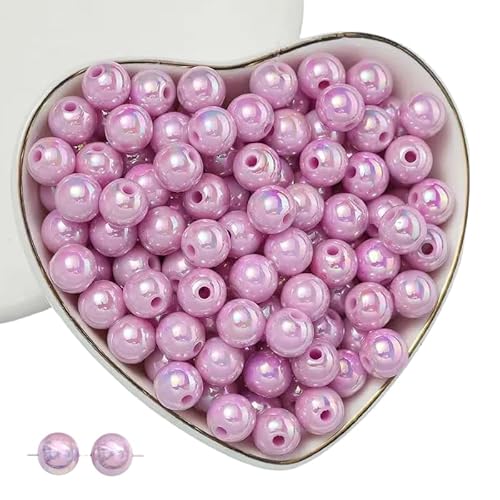 200 Stück schillernde runde Acrylperlen für Perlenarmbänder, violette Perlen, 8 mm, lose Abstandshalter, Bastelperlen für Schmuckherstellung von Fiozroor