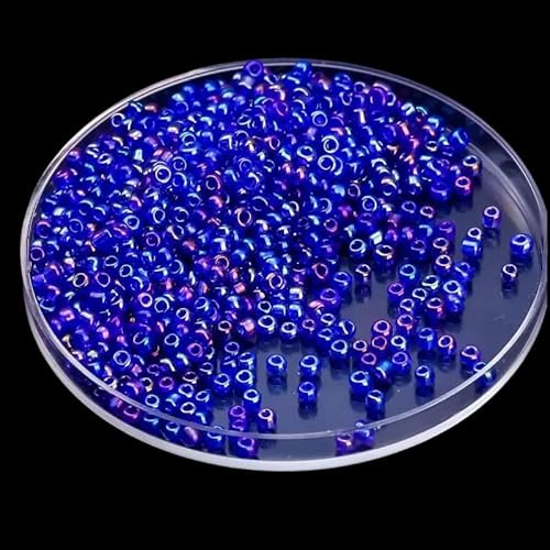 Glasperlen für Armbandherstellung, 75 g, Rocailles, glänzend, blau, 3 mm, runde Abstandshalter für Schmuckherstellung (2160 Stück) von Fiozroor