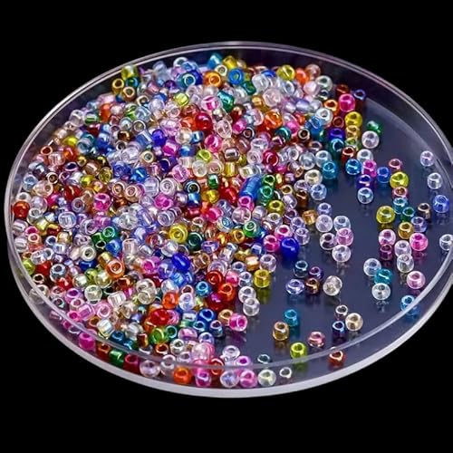Glasperlen für Armbandherstellung, 75 g, Rocailles, glänzend, bunt, 3 mm, runde Abstandshalter für Schmuckherstellung (2160 Stück) von Fiozroor