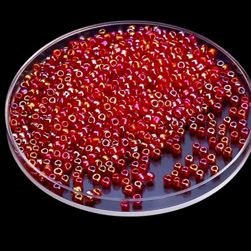 Glasperlen für Armbandherstellung, 75 g, Rocailles, glänzend, rot, 3 mm, runde Abstandshalter für Schmuckherstellung (2160 Stück) von Fiozroor