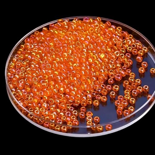Glasperlen für Armbandherstellung, 75 g, Rocailles, glänzendes Orange, 3 mm, runde Abstandshalter für Schmuckherstellung (2160 Stück) von Fiozroor