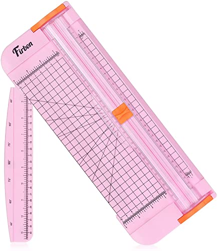 Firbon A4 Papierschneider 12 Zoll Titan Gerader Schneidemaschine Rosa mit Automatischem Sicherheitsschutz und Seitenlineal Austauschbare Klinge für Coupon, Bastelpapier, Etikett und Foto von Firbon