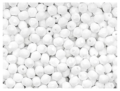 Fire Polished 100 Stück Tschechische Facettierte Glasperlen, Rund 4 mm, Chalk White Fire Polished 100 Stück Tschechische Facettierte Glasperlen, Rund 4 mm, Chalk White von Fire Polished