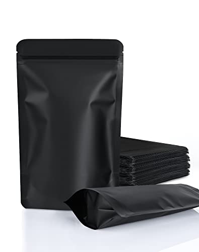 100 Stück wiederverschließbare Stand-Up-Beutel, geruchsdichte Plastikbeutel, verschließbare Folienbeutel für Verpackung (schwarz, 10,2 x 15,2 cm) von FireKylin
