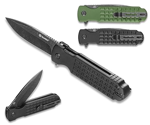 GANZO G627-BK Taschen-Klappmesser 8CR14-Stahlklinge 85mm PP fiber Anti-Rutsch-Griff mit Clip Camping Jagd Angeln Outdoor EDC-Messer 203 mm 130 g (Schwarz) von Firebird