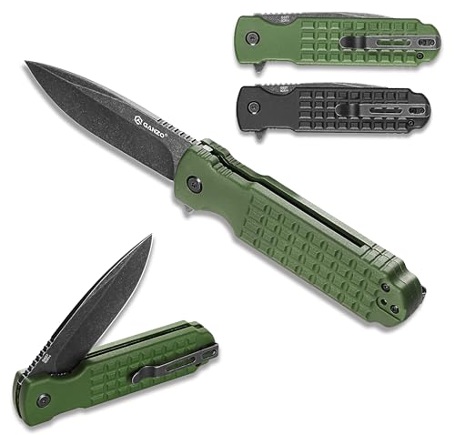 GANZO G627-GB Taschen-Klappmesser 8CR14-Stahlklinge 85mm PP fiber Anti-Rutsch-Griff mit Clip Camping Jagd Angeln Outdoor EDC-Messer 203 mm 130 g (Grün) von Firebird