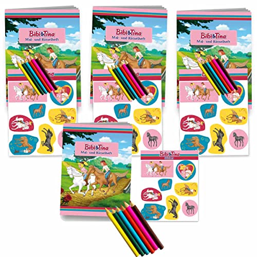 4x Bibi und Tina Mitgebselset Rätselheft + Sticker + Buntstifte // Mitgebsel * Bibi und Tina * 4 Stück von Firlefantastisch Der Partyshop