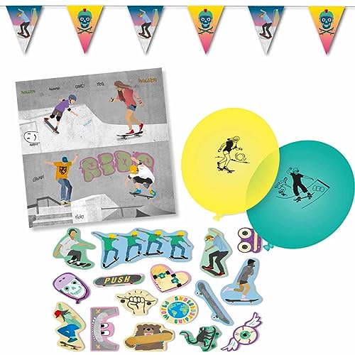 DH-Konzept Dekoset * Skater * Servietten, Wimpelkette, Konfetti, Ballons // * Skater * Dekoration // Skater Servietten // Skater Mottoparty von Firlefantastisch Der Partyshop