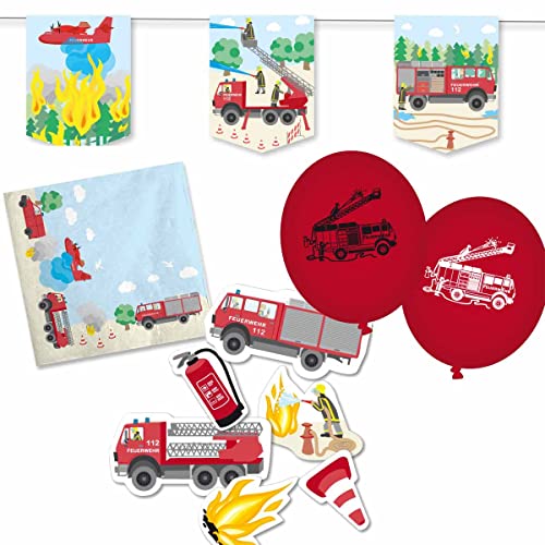 Firlefantastisch Der Partyshop Feuerwehr Dekoration Set - Servietten, Wimpelkette, Konfetti, Ballons - Kindergeburtstag - Rot, Weiß Firlefantastisch Der Partyshop Feuerwehr Dekoration Set - Servietten, Wimpelkette, Konfetti, Ballons - Kindergeburtstag - Rot, Weiß von Firlefantastisch Der Partyshop