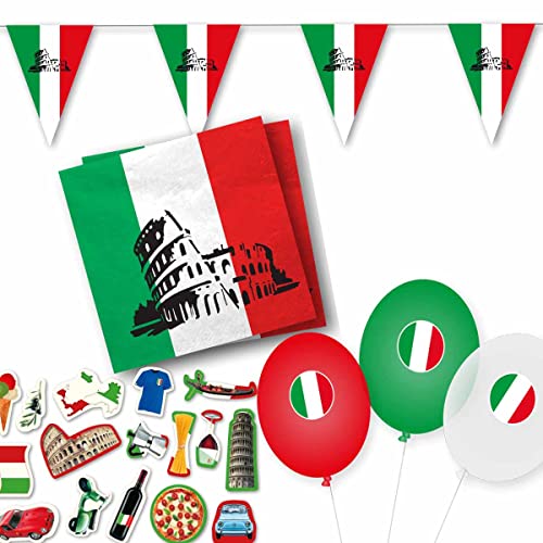 DH-Konzept Dekoset Italien Servietten, Wimpelkette, Konfetti, Ballons // Italien Dekoration // Italien Servietten // Italien Wimpelkette von Firlefantastisch Der Partyshop