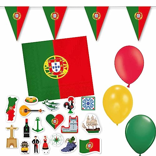 DH-Konzept Dekoset Portugal Servietten, Wimpelkette, Konfetti, Ballons // * Portugal * Dekoration // Portugal Servietten // Portugal Wimpelkette von Firlefantastisch Der Partyshop