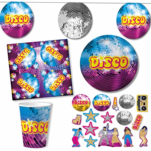 Disco Partyset mit Teller, Becher, Servietten, Konfetti, Wimpelkette // * Disco * Partydekoration // DH-Konzept von Firlefantastisch Der Partyshop