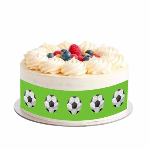 Essbares Tortenband * FUSSBALL * für die Fußballparty aus Zuckerpapier // Fußball Kuchendekoration // Fußball Tortendeko von Firlefantastisch Der Partyshop