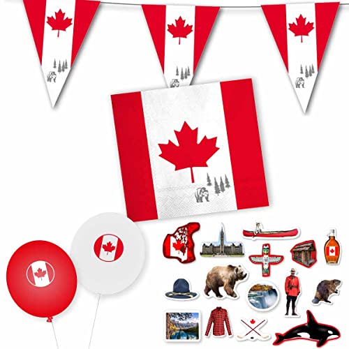 Firlefantastisch Der Partyshop Kanada Partydekoration - Servietten, Wimpelkette, Konfetti, Ballons - Rot Firlefantastisch Der Partyshop Kanada Partydekoration - Servietten, Wimpelkette, Konfetti, Ballons - Rot von Firlefantastisch Der Partyshop