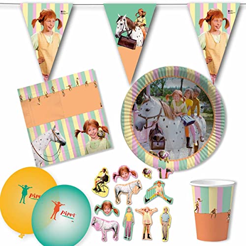 Firlefantastisch Der Partyshop Pippi Langstrumpf Partyset für 8 Kinder // Pippi Langstrumpf Kindergeburtstag // Pippi Langstrumpf Dekoration von Firlefantastisch Der Partyshop