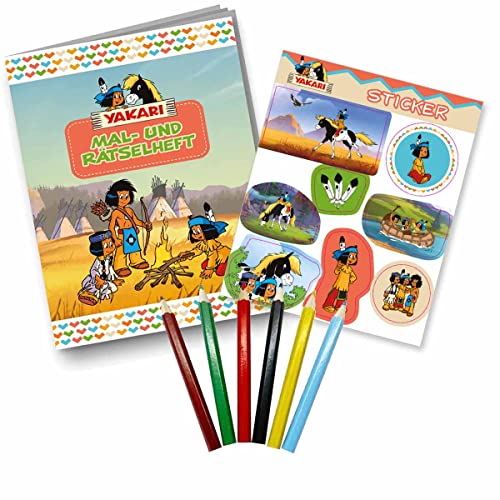 Firlefantastisch Der Partyshop Yakari Mitgebselset Rätselheft + Sticker + Buntstifte // Kindergeburtstag Yakari Mitgebsel // Indianergeburtstag Yakari Mitgebsel von Firlefantastisch Der Partyshop