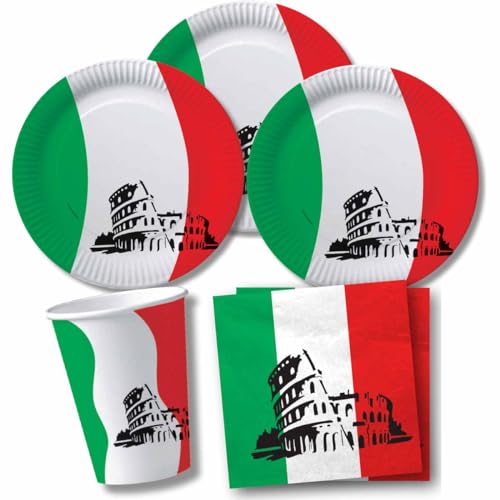 Partyset Italien für 20 Gäste - Teller, Becher und Servietten von DH-Konzept // Italien Dekoration von Firlefantastisch Der Partyshop