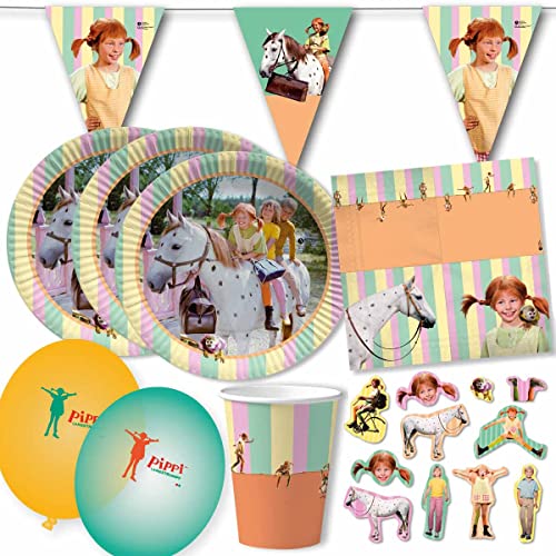 Pippi Langstrumpf-Partyset für 10 Kinder mit Teller, Becher, Dervietten, Balloms, Wimpelkette, Konfetti // Kindergeburtstag Pippi Langstrumpf Deko / DH-Konzept Pippi Langstrumpf-Partyset für 10 Kinder mit Teller, Becher, Dervietten, Balloms, Wimpelkette, Konfetti // Kindergeburtstag Pippi Langstrumpf Deko / DH-Konzept von Firlefantastisch Der Partyshop