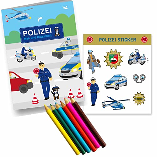 Polizei Mitgebselset Rätselheft + Sticker + Buntstifte // Kindergeburtstag Polizei Mitgebsel // Polizeigeburtstag Mitgebsel von Firlefantastisch Der Partyshop
