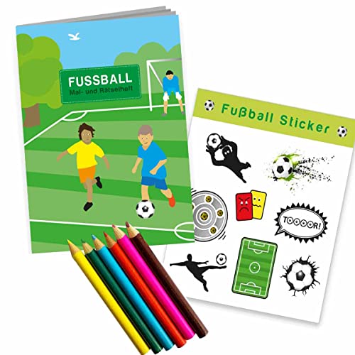 Fußball Mitgebselset Rätselheft + Sticker + Buntstifte // Fußballparty Mitgebsel von Firlefantastisch Der Partyshop