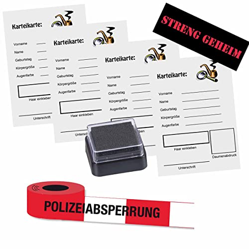 Polizei-Kit mit Karteikarten, Polizei-Absperrband, Fingerabdruckstempelkissen, STRENG GEHEIM Sticker // Polizeigeburtstag Zubehör Polizei-Kit mit Karteikarten, Polizei-Absperrband, Fingerabdruckstempelkissen, STRENG GEHEIM Sticker // Polizeigeburtstag Zubehör von Firlefantastisch