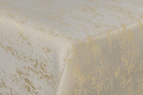 First-Tex Tischdecke Damast Jacquard Brilliant Meliert 130x220 eckig in Creme/Champagner mit gerade Saumkante von First-Tex