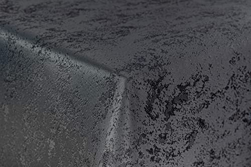First-Tex Tischdecke Damast Jacquard Brilliant Meliert 130x260 eckig in grau mit gerade Saumkante von First-Tex