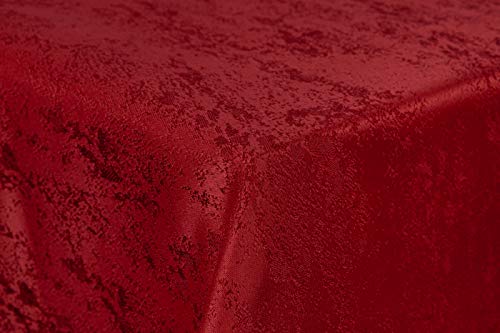 First-Tex Tischdecke Damast Jacquard Brilliant Meliert 160x220 oval in rot mit gerade Saumkante von First-Tex