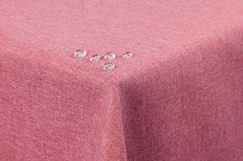 Tischdecke Leinenoptik Lotuseffekt abwaschbar mit gerader Saumkante 130x160 eckig in rosa von First-Tex