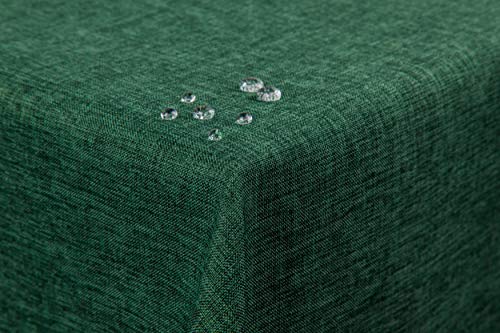 Tischdecke Leinenoptik Lotuseffekt abwaschbar mit gerader Saumkante 130x260 eckig in dunkelgrün von First-Tex