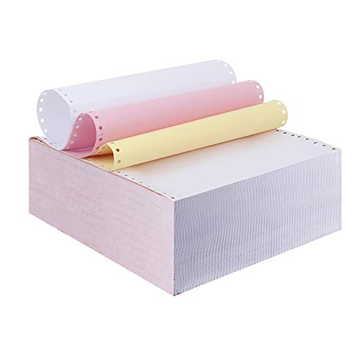 FirstZi 24,8 x 27,9 cm kohlenstofffreies Endformular-Computerpapier, bedruckbares NCR-Kopierpapier für Punktmatrixdrucker, 3-lagig, 333 Sets, weiß/rosa/gelb von FirstZi