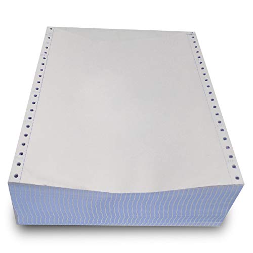 FirstZi Blank 9.5x11 Zoll kontinuierlicher Zufuhr-Computerpapier-Fanfold für Punktmatrix-Drucker, 1000 Stück pro Box, weiß 1 Teilig, Rand perforiert, Rechnungen, Rechnungsliste von FirstZi