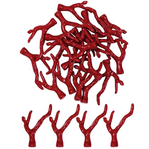 Firstmeet Unregelmäßige Kunststoffperlen für die Schmuckherstellung, Korallenform, lebendiges Sortiment für kreatives Basteln (DIY-1040-rot), 25 Stück von Firstmeet