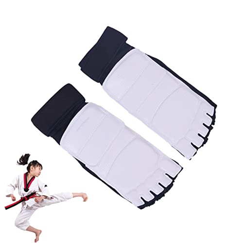 Firulab Taekwondo Hand- und Fußschutz, Magic Tape Taekwondo Handschuhe Fußschutz, Atmungsaktiver Taekwondo-Fußschutz, MMA-Hand-Fußschutz für Erwachsene, Halbfinger-Boxhandschuhe von Firulab