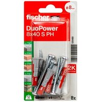 fischer DuoPower 8x40 S PH K 2K 535480 Dübel mit Schrauben Ø 8 mm x 40 mm, 8 Stück fischer DuoPower 8x40 S PH K 2K 535480 Dübel mit Schrauben Ø 8 mm x 40 mm, 8 Stück von Fischer