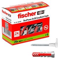 fischer EasyHook Angle - DuoPower 6x30 2K 564168 Dübel mit Schrauben, 25 Stück von Fischer