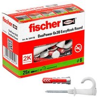 fischer EasyHook Round - DuoPower 6x30 2K 564170 Dübel mit Schrauben, 25 Stück von Fischer